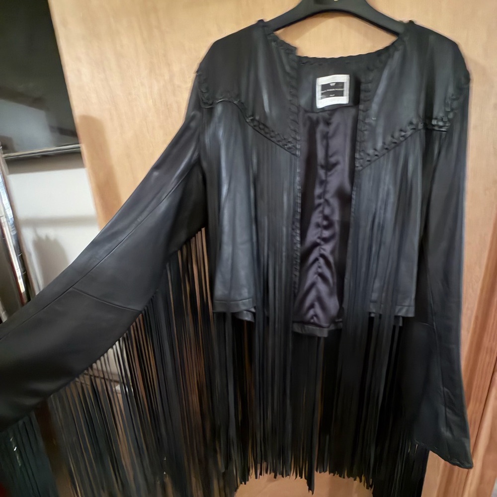 Black Fringe Leather Jacket